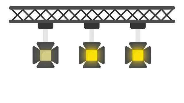 Stage Floodlights animation, Three in line Ellipsoidal Spotlight animated video, Glamour and beauty clip, Haute couture footage, Fashion Show and Exhibition motion graphics