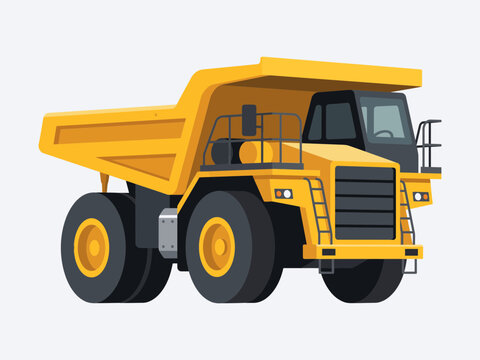 Flat vector illustration of heavy mining dump truck
