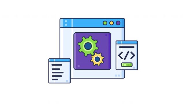 Window tab displaying software development. Animated Icon Style. Seamless Looping Animation with Alpha Channel 