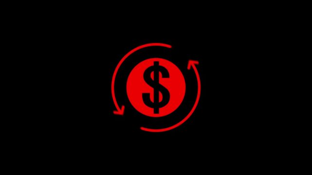 dollar banking icon. dollar currency symbol with round arrow rotating animation.