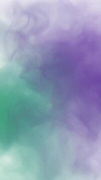 Abstract Green and Purple Smoke Swirling on White Background Generative AI