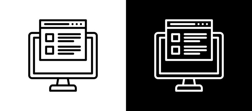 Exam Icon On White and Black Backgrounds.   