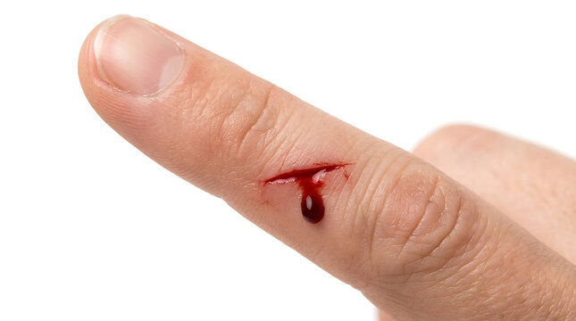 bleeding finger on a white background