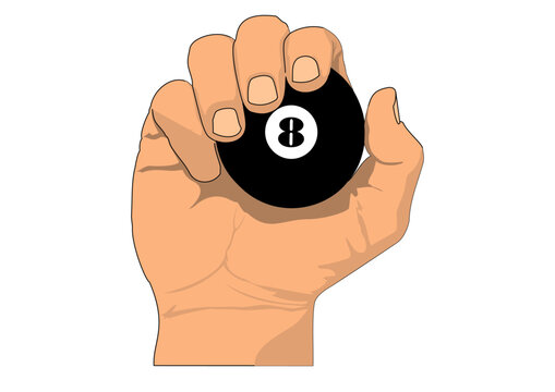 hand holding 8 ball