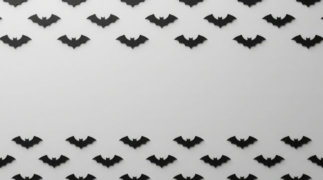 Halloween black bat silhouette pattern repeating border design