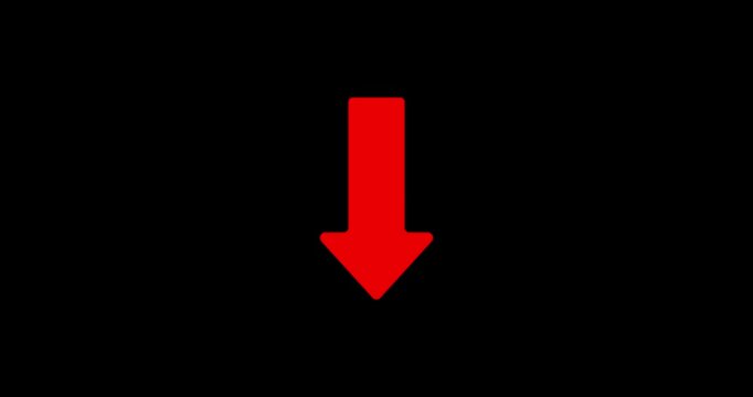Red animated arrow bouncing slide to down, Animated arrow, 4k animation.