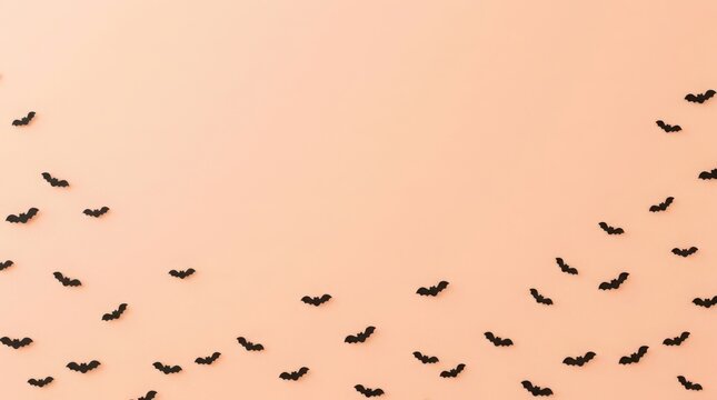 Halloween themed flock of black birds silhouetted against