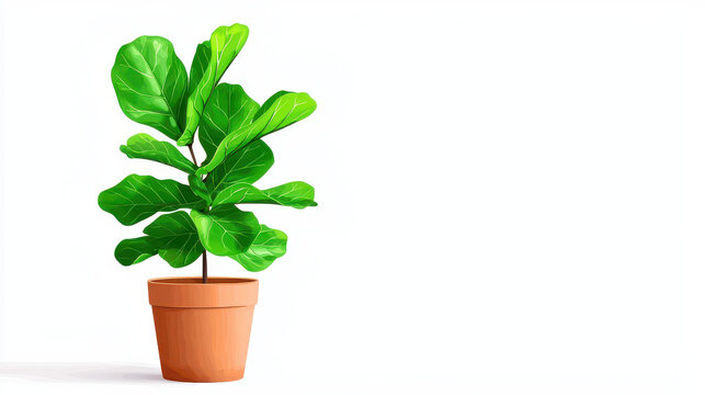 Vibrant green fiddle leaf fig plant in terracotta pot, adding touch of nature to any space