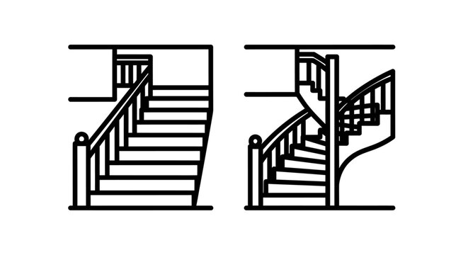 Architectural stair design variations illustration with staircase, architecture