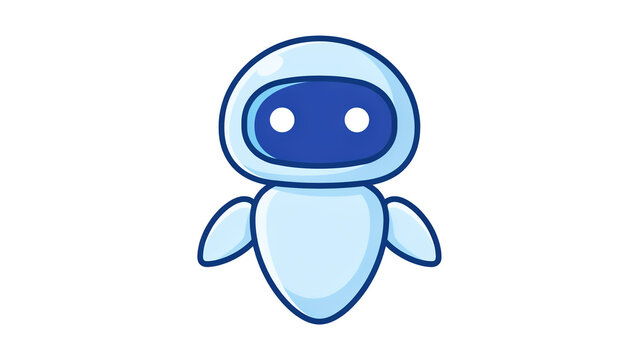 Cute cartoon robot character with transparent background featuring friendly eyes and futuristic design elements