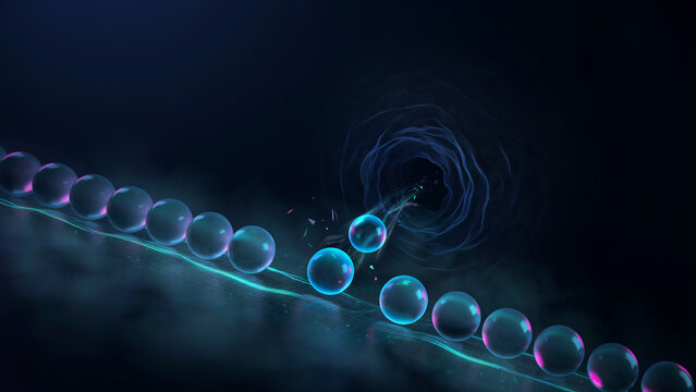 3D abstract glowing spheres in digital callback queue execution core