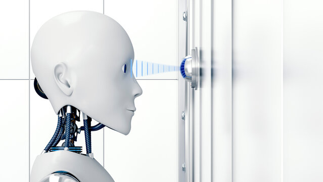 Robot scanning eye, 3d rendering