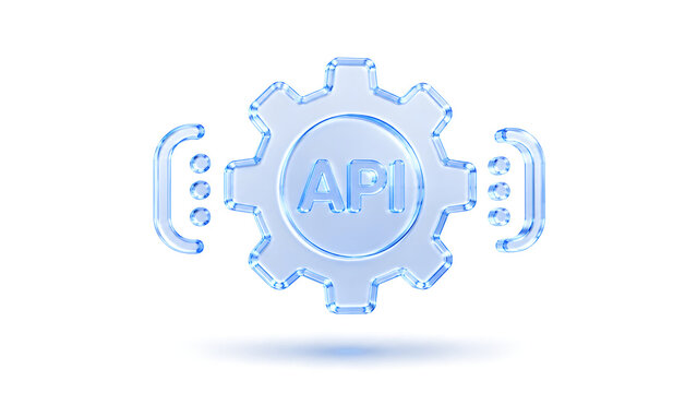 API integration icon with gear symbol for software development and web programming concepts