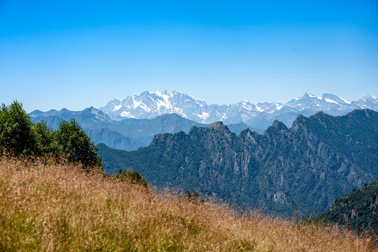 Scenic view of Monte Rosa from Alpe Pala in Piedmont Italy