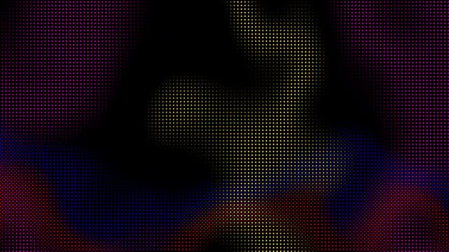 Animated abstract technology random dots and grid 4K on black background. Loop background. Led halftone and moire effect