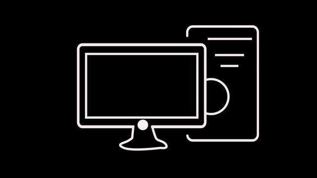 Computer Monitor and Desktop Interface Animation for Technology Concept
