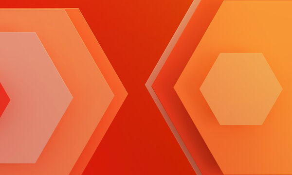 Abstract geometric background shows an orange hexagon and arrow