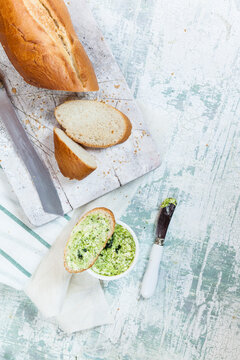 Wild garlic butter and french bread