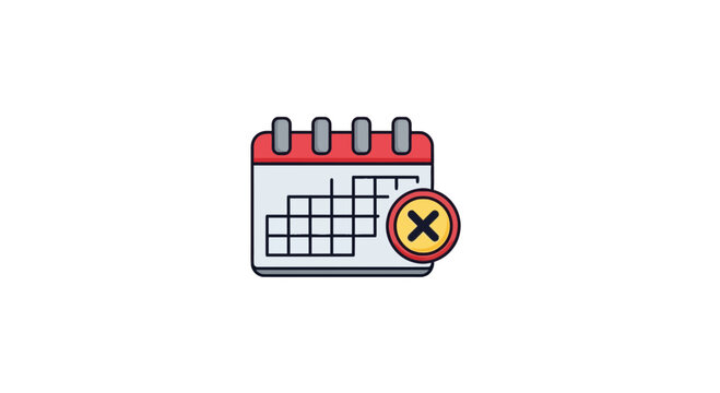 Calendar with Cancel Mark Icon for Rescheduling or Deadlines