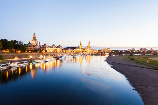Germany, Dresden, City view with Elbe river