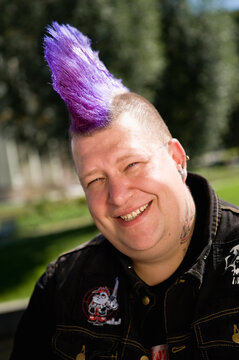 Germany, Bavaria, Upper Bavaria, Man with mohawk, portrait, close-up