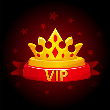 VIP Crown Badge with Red Ribbon Premium Membership