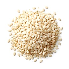 Obraz premium Pile of Whole White Sesame Seeds Isolated on White Background