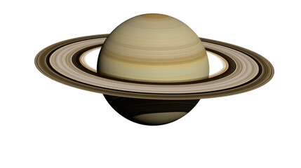 Gas giant planet Saturn with prominent rings, isolated on transparent background © Petra