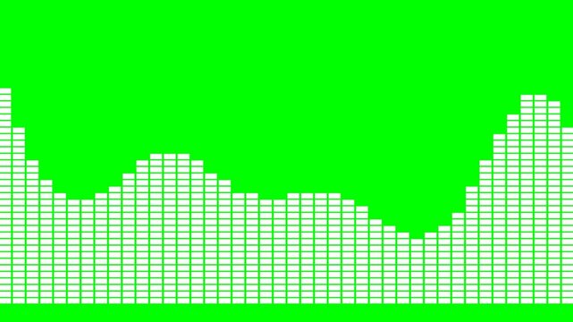 Abstract White Digital Audio Spectrum Equalizer Visualizer Motion Graphic Animation on Chroma Key Green Screen