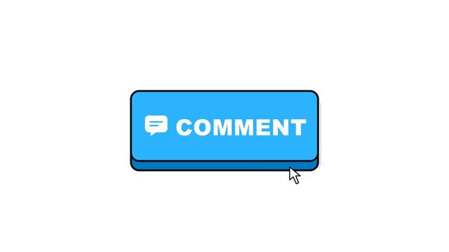 4K Blue Comment Button Motion Graphic with Mouse Cursor Click Social Media CTA Interface Asset