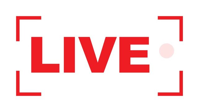 Red LIVE Streaming Motion Graphic Animation 4K Broadcast Overlay with Recording Indicator and Brackets