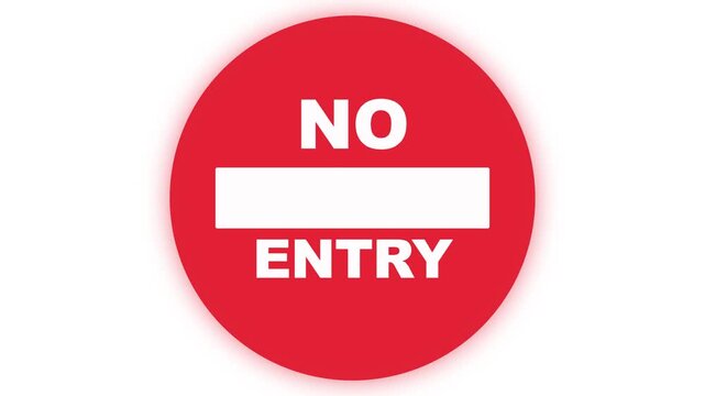 4K No Entry Red Circle Warning Sign Glowing Graphic Animation Minimalist Stock Video
