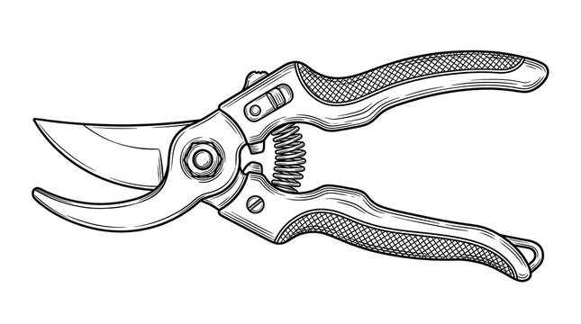 Vintage garden shears illustration, classic pruning clippers for horticulture, hand drawn bypass secateurs for gardening isolated PNG with Transparent Background
