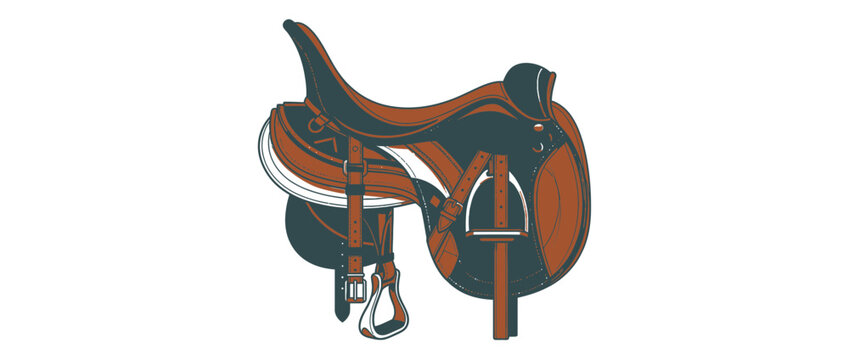 Equestrian Saddle Isolated on Transparent Background
