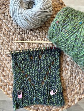 handmade woven basket and wooly yarn bills 