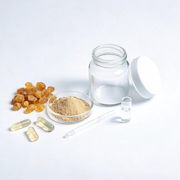 Boswellia serrata powder capsules and extract in clean setup