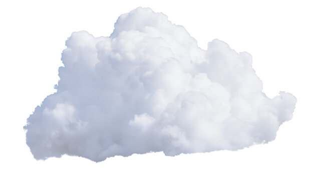 Fluffy white cumulus cloud, isolated on transparent background