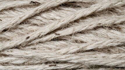 Fototapeta premium Close up of natural fiber rope strands showing textured weave and organic color variations