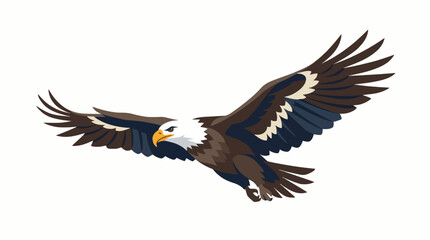 Naklejka premium Flying Bald Eagle Soaring Vector Illustration Isolated on White Background