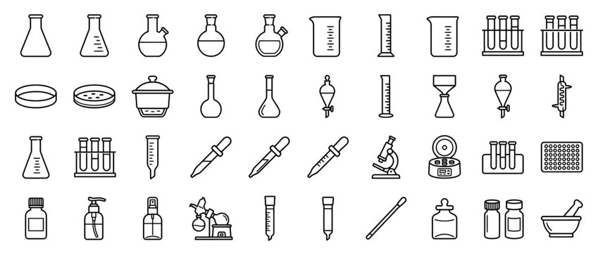 Science Lab Equipment Icons Collection Isolated