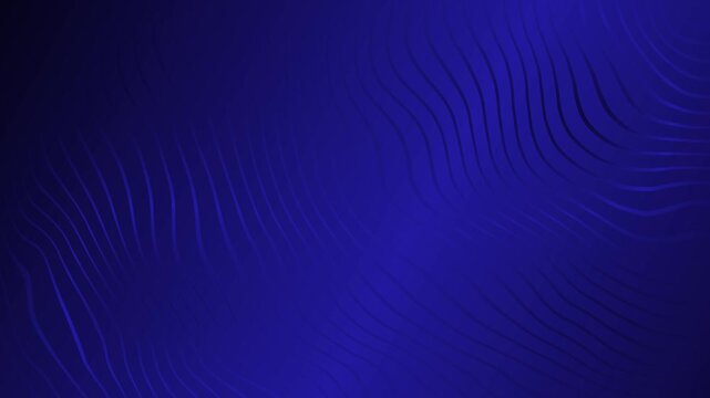 Blue wave line pattern flows and ripples in a seamless looping abstract gradient motion graphic with glowing curved contours