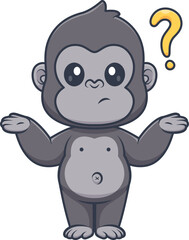 Fototapeta premium Cute Gorilla Confused Thinking Cartoon