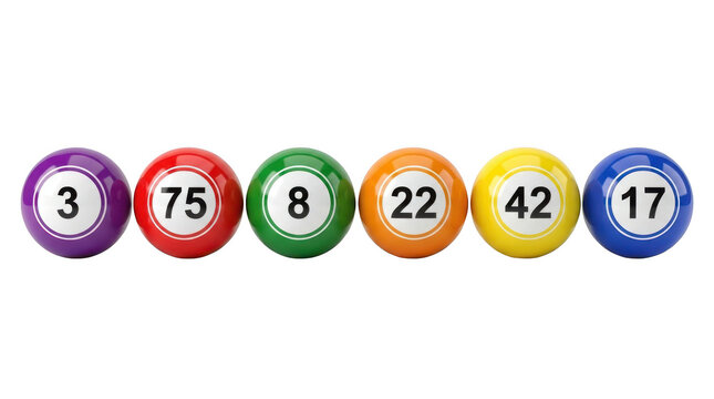 Set of colorful lottery balls with numbers isolated on transparent background