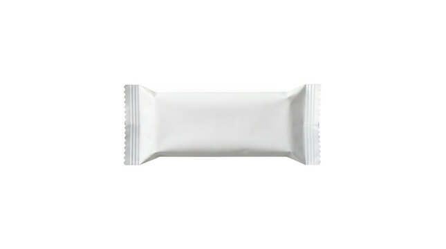 Blank white snack bar packaging mockup isolated on transparent background