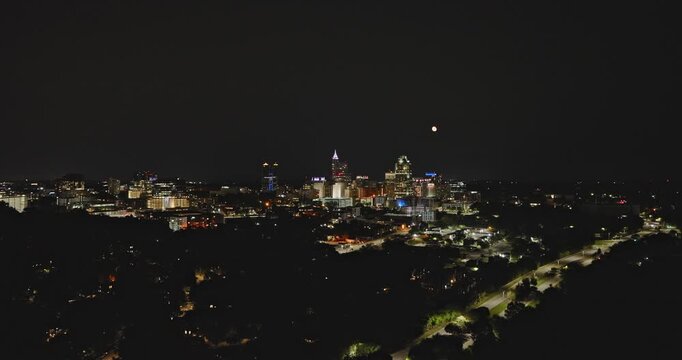Raleigh North Carolina Aerial v36 nighttime flyover from Dorothea Dix Park and Boylan Heights toward downtown and the Warehouse District - Shot with Inspire 3 8k - Sept 30th 2023