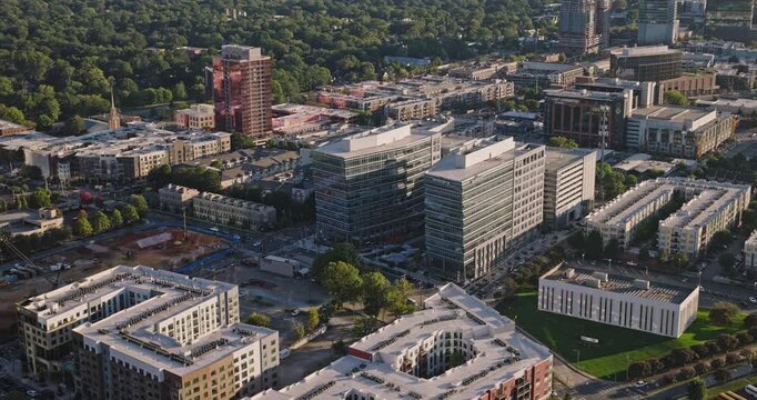 Charlotte North Carolina Aerial v67 birdseye flyover across South End, Brookhill and Wilmore neighborhoods with modern development - Shot with Inspire 3 8k - Oct 1st 2023