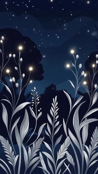 Mystical Glowing Night Garden 4K Generative AI