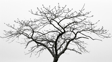 Fototapeta premium The Leafless Tree in Winter: Stark Monochrome Silhouette Against Sky