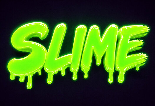 Bright neon green dripping text effect with slime style design isolated illustration
