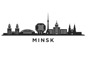 Naklejka premium Minsk Skyline Silhouette Illustration